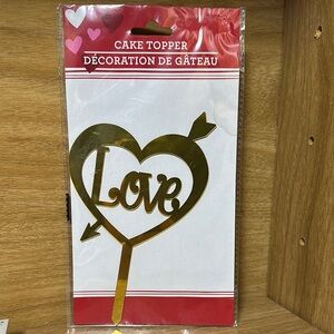 Gold Love Heart Cake Topper for Weddings